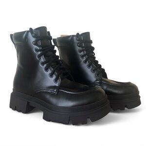 ZARA Black Platform Combat Boots Size 8.5